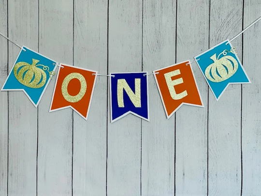 Pumpkin High Chair Banner, First Birthday Fall Babys Banner