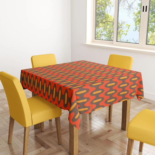 Retro Tablecloth, 70's Table Linens, Decor, Mid Century Modern, Vintage Home Gift, Dining