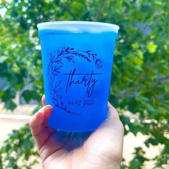 Custom 30Th Birthday Color Changing Cups, Plastic Stadium Cup, Thirtieth Party Favor, Bday Cup