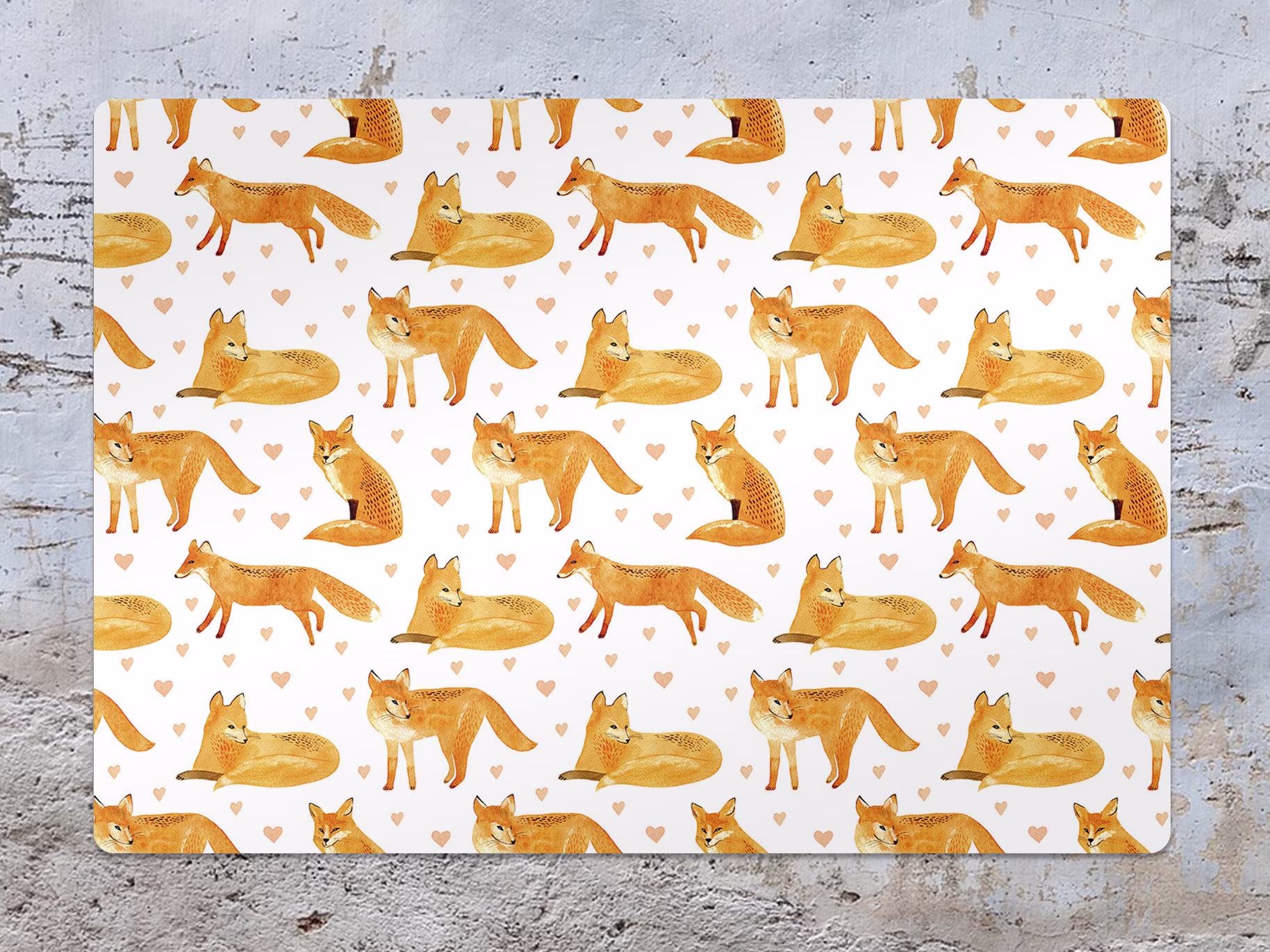 Fox Wood Chair Mat, Orange Vinyl Floor White Protective Painted Splat Office Decor, Room Rug, Housewarming Gift