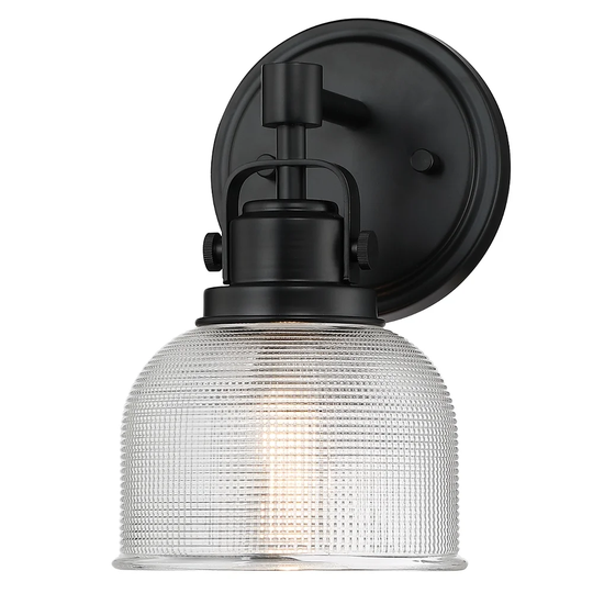 24 in. 3-Light Black Bathroom Vanity Light with Clear Prismatic Glass Shade