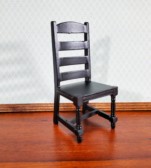 Dollhouse Chair Ladderback For Kitchen Or Dining Room Black 112 Scale Miniature Furniture