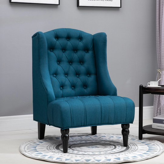 Copper Grove Erin Tufted Linen Upholstered Tall Wingback Accent Chair