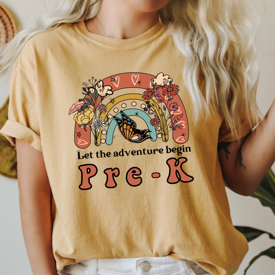 Pre-K Teacher Shirt Comfort Colors First Day Of Back To School T-Shirt Retro Matching Shirts Crew Squad Tee