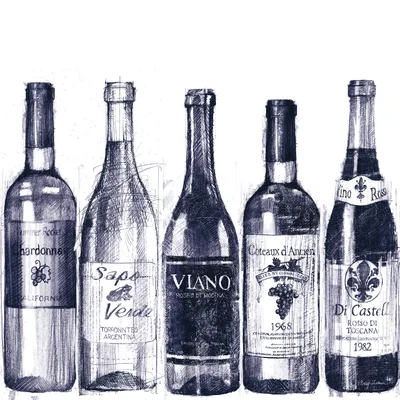 Wine Cellar II Navy by Avery Tillmon - Wrapped Canvas Drawing Print