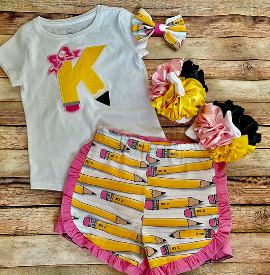 Personalized Back To School Shorts Pencil Set