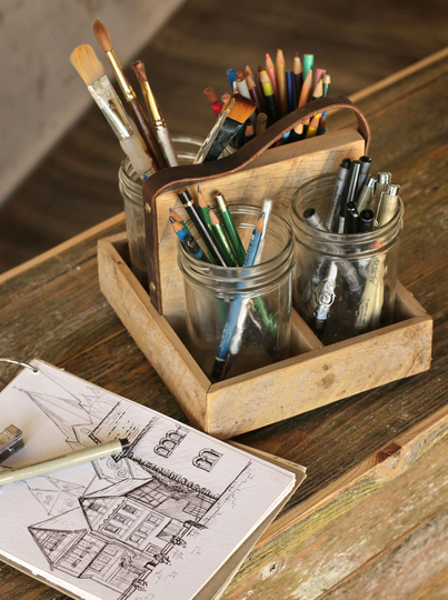 Pencil Caddy For Art Supplies, Rotating Base, Supply Organizer, Holder