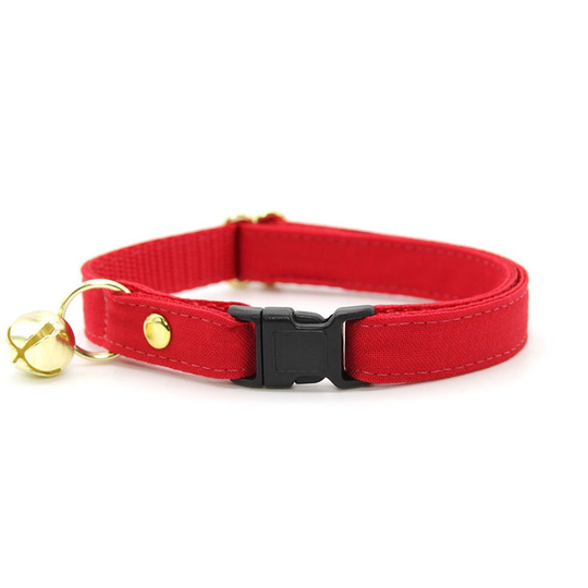 Cat Collar - "Color Collection Red" Solid Color Red/Breakaway + Non-Breakaway Wedding Cat, Kitten Small Dog Sizes