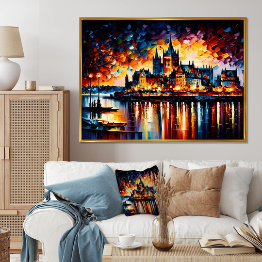 Designart 'Colorful Quebec City I' Cityscapes Framed Canvas Art Print