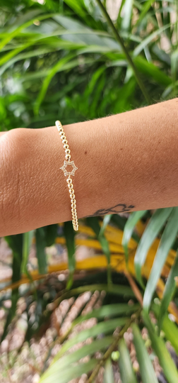 Star Of David Gold Filled Bracelet, Isabella Celini, 14Kt Filled, Stretch Stacking Isabella Boho Chic, Gift For Women