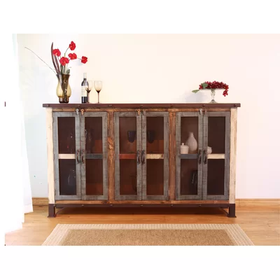 Straley 6 Iron Mesh Door Panel Sideboard with Middle Shelves