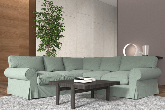 Ektorp Corner Sofa 2+2 Cover, Handmade Natural Linen Slipcover - Custom Made To Fit Ikea Extorp
