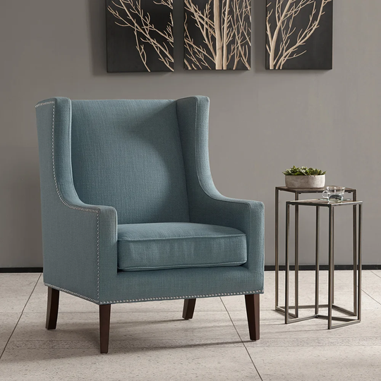 Madison Park Weston Blue Wing Chair