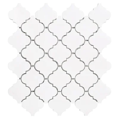 Bianco Dolomite 12" x 12" Marble Arabesque Mosaic Wall & Floor Tile