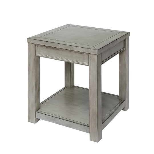 Transitional Style Square End Table with Open Shelf, Antique White - 24 H x 22 W x 22L Inches