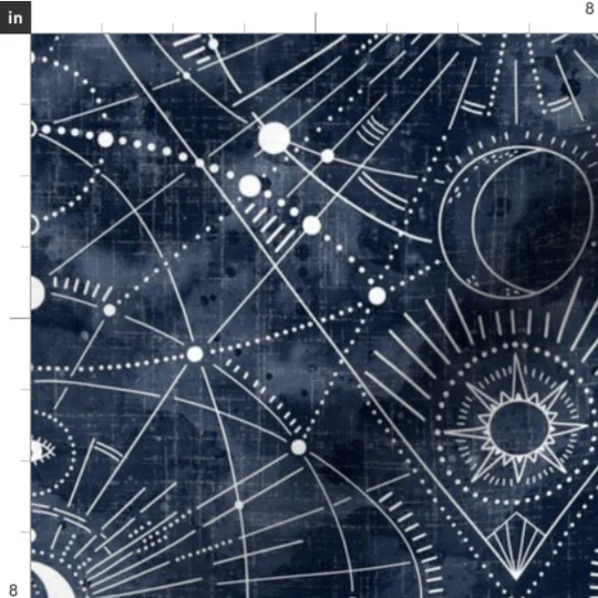 Multidimensional Space Travel Fabric By The Yard | Cosmic Moon Stars Planets Print To Order Outer