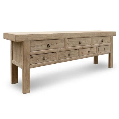 Capri 98.43" Wide 7 Drawer Pine Solid Wood Sideboard