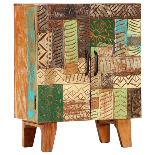 vidaXL Hand Carved Sideboard 23.6"x11.8"x29.5" Solid Reclaimed Wood