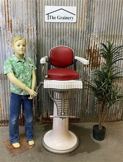 Child's Barber Chair, Koken Vintage Porcelain Furniture, Barbershop, Child Seat