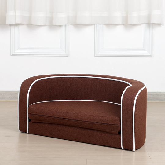 Pet Sofa with Wooden Structure and Linen Goods White Roller