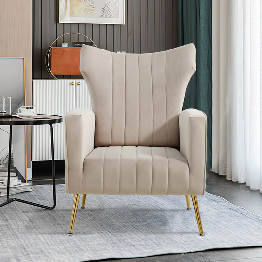 Mid-century Modern Wingback Velvet Accent Chair with Arms