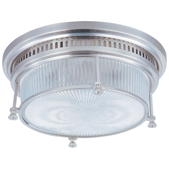 Maxim Clear Halophane Shade 2-light Nickel Hi Bay Flush Mount Light
