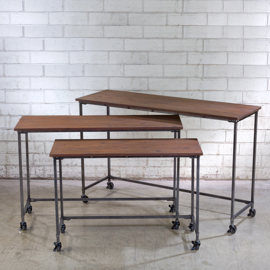 Wood Accent Tables on Wheels (Set of 3)