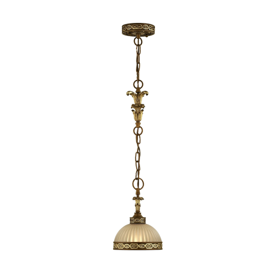 Livex Lighting Seville 1-Light Palacial Bronze Mini Pendant - Palacial Bronze with Gilded Accents - 7.25" Dia. x 29.25" H