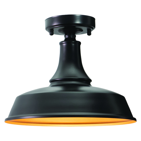Dorado Bronze Farmhouse Outdoor Flush Mount Ceiling Barn Light Dark Sky - 12-in. W x 9.25-in. H x 12-in. D