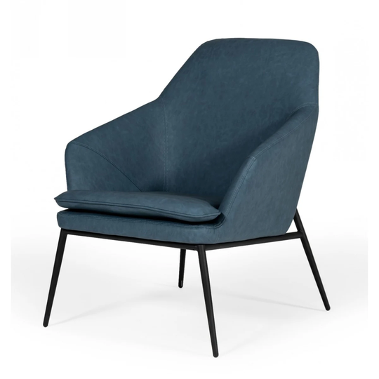 Modrest Esteban Industrial Blue Eco-Leather Accent Chair