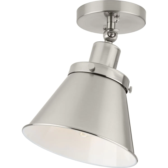 Hinton Collection One-Light Brushed Nickel Vintage Style Ceiling Light - 8.25 in x 8.25 in x 10 in