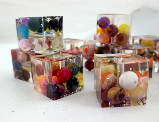 Acrylic Colorful Beads, Large Cube Bead, Big Resin Beads, Colorful Pendant, Multicolored Charm, Color Mix Beads, Big Hole Bead