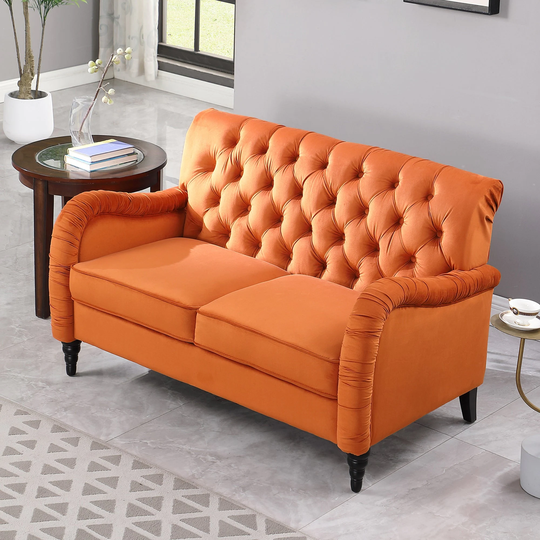 55" Velvet Charles of London Arm Sofa with Tuft Back