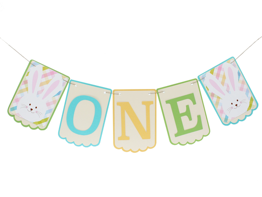 One Bunny High Chair Banner - First Birthday Easter