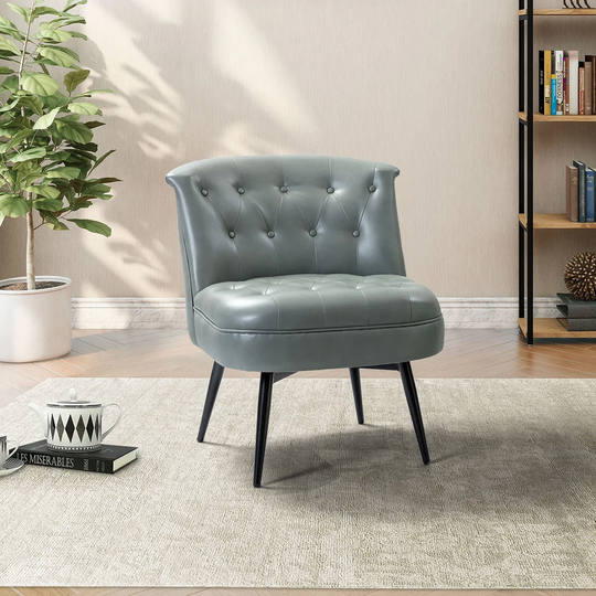 Claude Tufted Comfy Accent Chair with Metal Base
