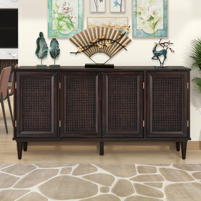 Sideboard With Artificial Rattan Door With Adjustable Shelves