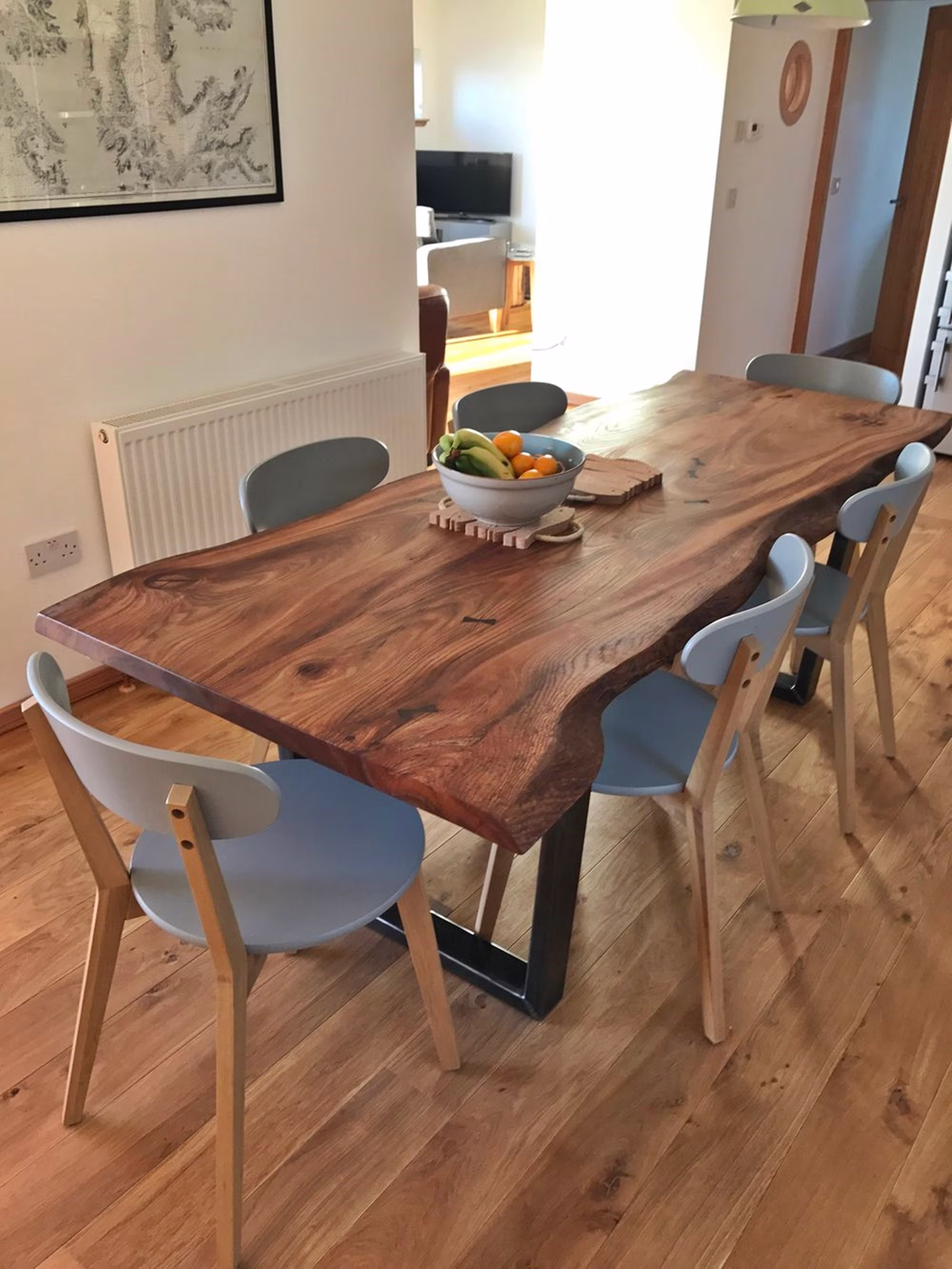 Live Edge Dining Table, Dining Table, Solid American Black Walnut, Kitchen Table Legs, Industrial Rustic
