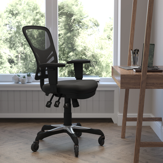 Mid-Back Ergonomic Multifunction Mesh Chair with Polyurethane Wheels