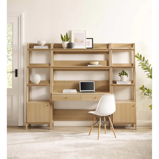 Bixby 3-Piece Wood Office Desk and Bookshelf
