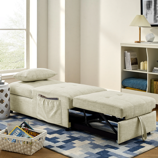 72" Folding Ottoman Sleeper Sofa Bed 4 in 1 Function Work As Ottoman, Chair, Sofa Bed and Chaise Lounge for Small Space Living