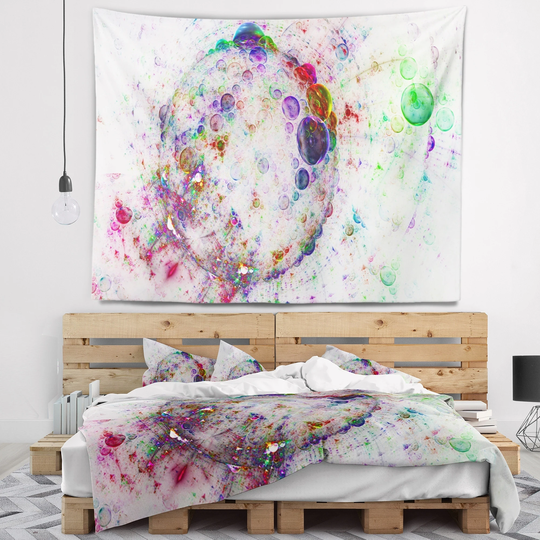 Designart 'Colorful Spherical Planet Bubbles' Abstract Wall Tapestry