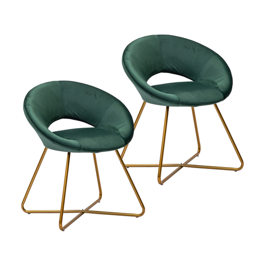 Porthos Home Reine Leisure Accent Chairs Set of 2, Velvet Upholstery, Gold Legs