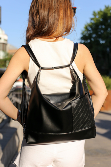 Black Convertible Backpack Purse, Hobo Bag, Woman Rucksack, Vegan Crossbody Purse, Bag For Woman, Boho Slouch Backpack, Sac Main