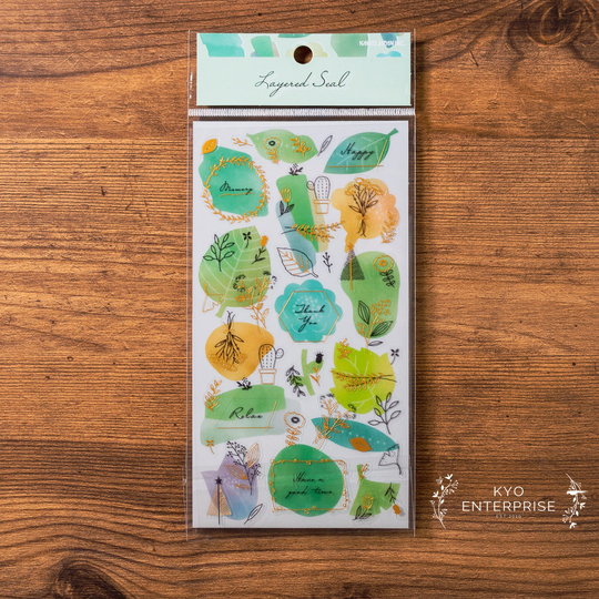 Kamio Japan - Layered Sticker Series Botanical | 2 Pcs Clear + Regular Stickers