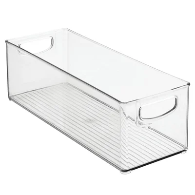 Mdesign Plastic Home Office Storage Organizer Bin With Handles - 8 Pack - Clear