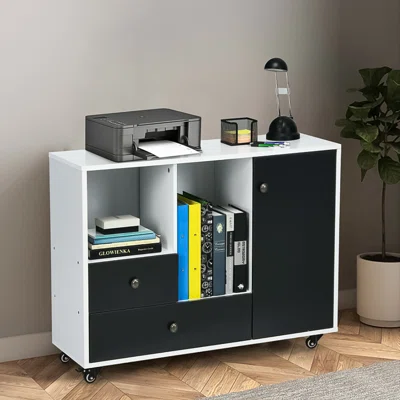 Lateral Mobile Filing Cabinet With 2 Drawers