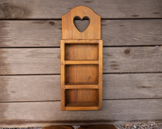 Vintage Wooden Heart Shelf