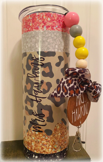 Leopard Teacher Pencil Cup & Lanyard