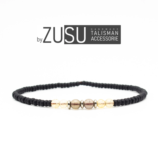 Mens Bracelet Smoky Quartz & Citrine, Minimalist For Men, Beaded, Good Gift Boyfriend, Friends Or Men
