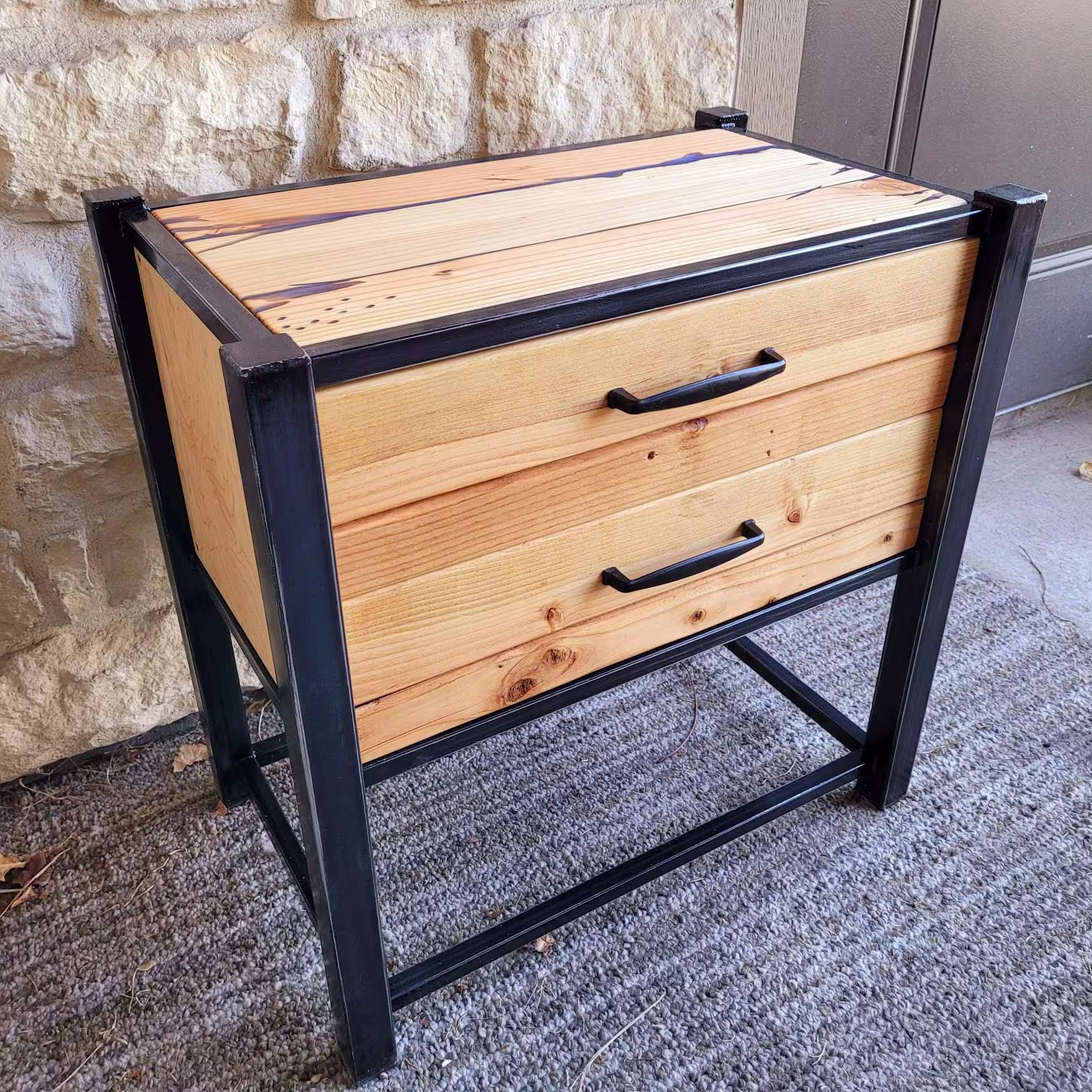 Ready To Ship - Custom Made Nightstand Deep Sea Blue Epoxy
